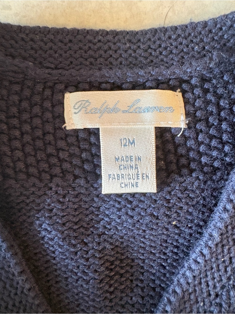 Ralph Lauren Navy Knit Button-Up Baby Cardigan - Picture 2 of 2